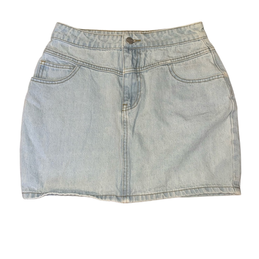 Superdown Light Blue Denim Skirt